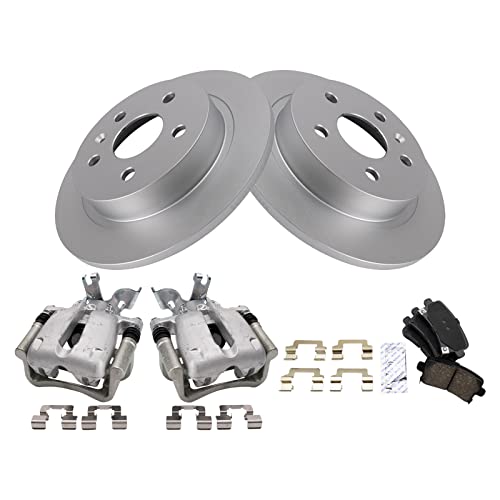 Image of TRQ Rear Brake Pad and Rotor Set Ceramic Solid Rotors Calipers | For 2014-2015 Chevrolet Malibu 2016 Malibu Limited