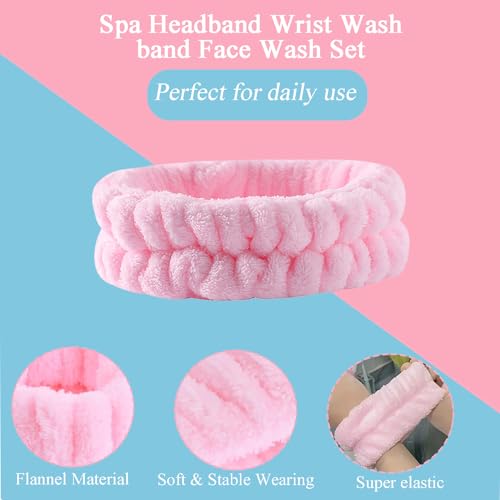 3 Piezas Muñequeras Skincare y Diadema Maquillaje,Elásticas Diadema Skincare,Absorbentes Muñequeras Toalla,para Lavar la cara Ducha Deporte Yoga - imagen 4