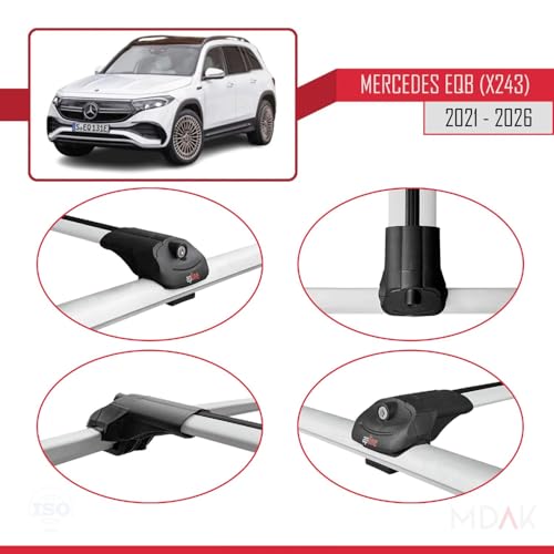 Barres de toit pour Mercedes EQB de voyage en famille porte-bagages aluminium gris MDAK - 4