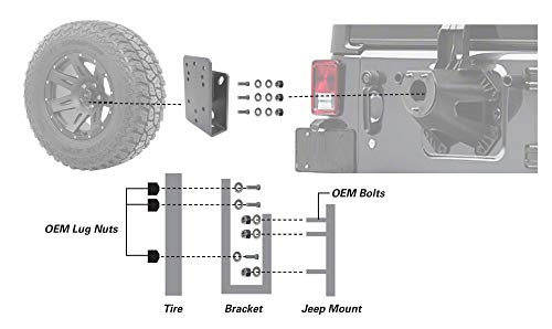 Extreme Max 5001.5793 Jeep Spare Tire Relocation Bracket - Fits Cj/Jk/Lj/Tj/Yj Models #TOP2