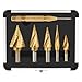 CO-Z HSS 5PCS Titanium Spiral Grooved Step Drill Bit Set with Automatic Center Punch, Unibit Drill Bits Set for Sheet Metal with Aluminum Case, Multiple Hole Stepped up Bits for DIY Lovers