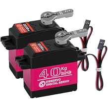 2 Pack Red Micro Servo Motor, 40kg High Torque Servo, RC Servo for 1/8 1/10 Scale RC Car Crawler Buggy Airplane Control Angle 180