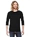 American Apparel Mens Unisex Poly-Cotton Baseball Raglan Tee(BB453)-Black-XL