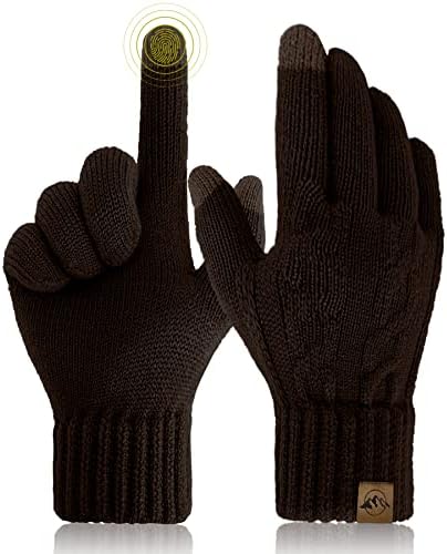Winter Touchscreen Gloves For Men - Touchscreen Knitted Gloves Thermal Gloves Warm Fleece Lined Elastic Winter Texting Mittens For Running Driving Cycling