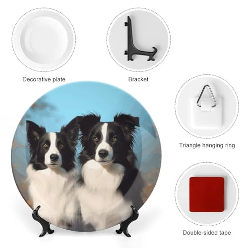 Plato decorativo borde Collie en porcelana 6 in miniatura 3
