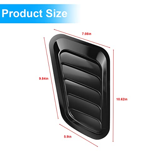 2PCS Universal Hood Air Vents for Car Hood Scoop, Bonnet Vent Hood Air Intake Trim Cover (Black) by Blilo - Image 2