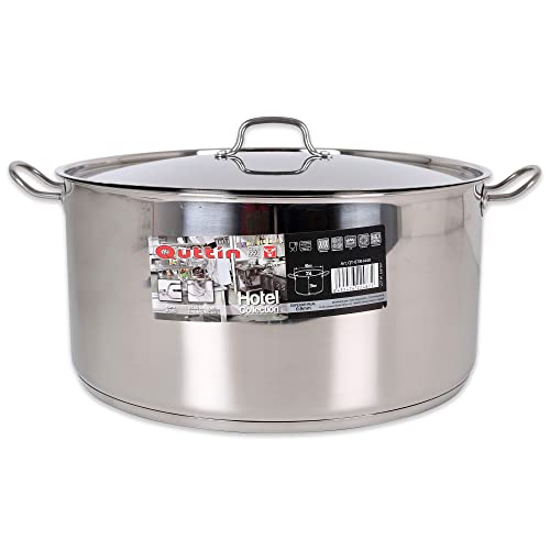 Quttin Hotel - Olla Profesional Induccion, Cocina y Horno, Tamaño Extra Grande, Acero Inoxidable Antiadherente, Tapa Cristal y Asas, Diametro 40 cm 25 litros Quttin Hotel - Olla Profesional Induccion, Cocina y Horno, Tamaño Extra Grande, Acero Inoxidable Antiadherente, Tapa Cristal y Asas, Diametro 40 cm 25 litros