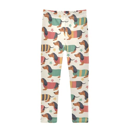 Wusikd Cute Dachshunds Girls Leggings Toddler Doodles Kids Yoga Pants Dance Active Tights 4T