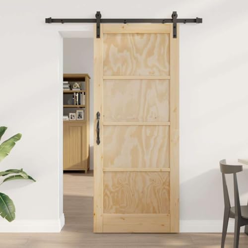 Vidaxl Porta Scorrevole Con Set Di Ferramenta 83X202 Cm Legno Massello Di Pino - 2