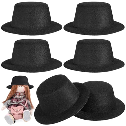 TEHAUX - TEHAUX 6pcs Mini Top Hats, Black Small Hat Doll Snowman Felt Top s Christmas Doll Craft Decoration Mini Magician Clothes Accessory Fabric Ornament for s - -7%