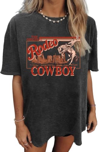 Western Shirts for Women Vintage Rodeo Shirts Wild West Cowboy T Shirt Oversized Country Music Short Sleeve Tops