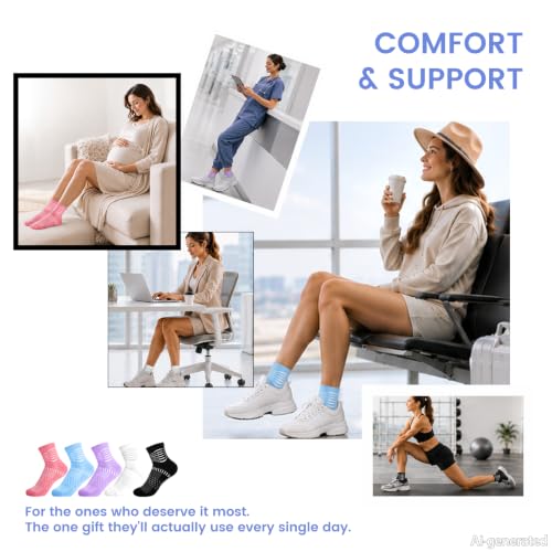 Image of IRAMY Ankle Compression Socks for Women Men Plantar Fasciitis Relief 3 /5 Pairs Cushioned Athletic Running Socks