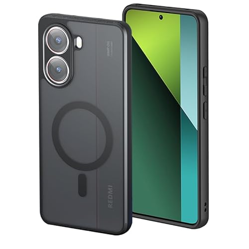 For Xiaomi POCO X7 Pro 用 ケース 半透明のデザイン 耐衝撃 傷に強い背面 マグネット搭載 Magsafe対応 マット感ケース 米軍MIL規格取得 ハイブリット TPUバンパー PCマイクロドット加工 黄ばみなし 指紋防止-ブラック