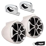 Wet Sounds ICON 8-W FC SA V2 - White ICON8 - ICON Series 8' Coaxial Tower Speakers, Pair with Silver Aluminum Fixed Clamps (Pair)