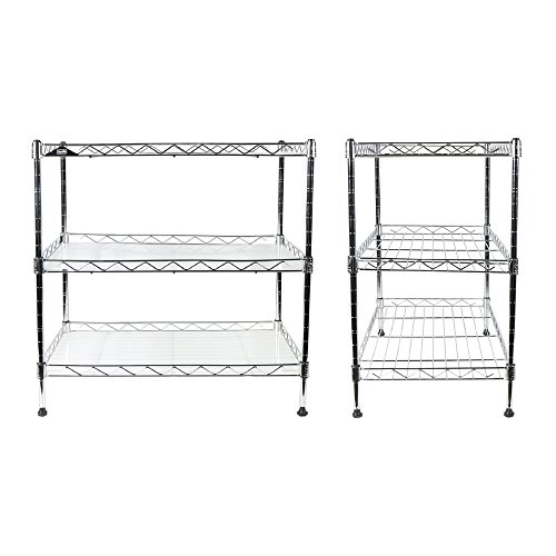 Apollo Hardware Chrome 3-Tier Wire Shelving Unit 20"X12"X20" With Shelf Liner #TOP5