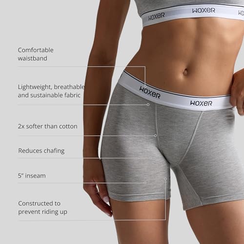 Image of Woxer Boxer Shorts for Women - 5 inch Baller Boy Shorts Underwear, Soft Modal, Chafe Free - Breathable & Moisture-Wicking