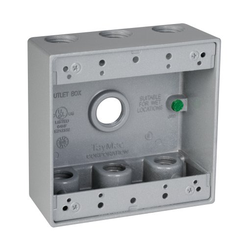 TayMac DB750S 7-Inch by 1/2-Inch Holes 2-Gang Weatherproof Outlet Box