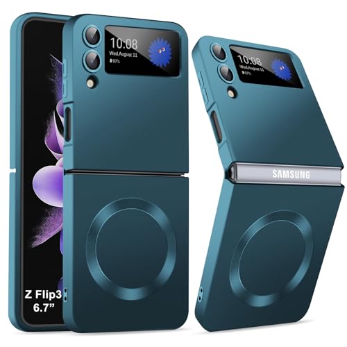 Coque Samsung Z Flip 3 vert sauge haut de gamme en silicone mat magnétique
