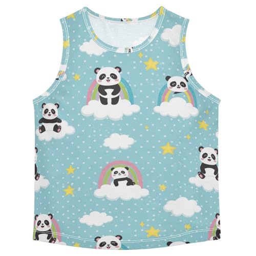 J JOYSAY Cartoon Panda Rainbow Star Boys Tank Top Sleeveless Muscle Shirts Quick Dry Sport Workout Active Kids T-Shirts 3-15T