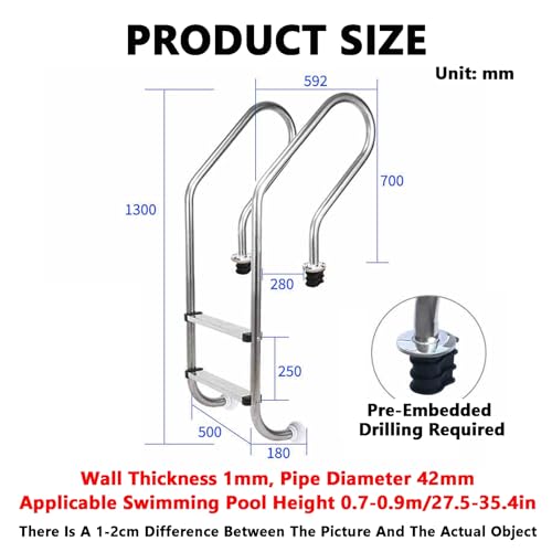 Escalera para piscina de acero inoxidable 2 peldaños miniatura 2