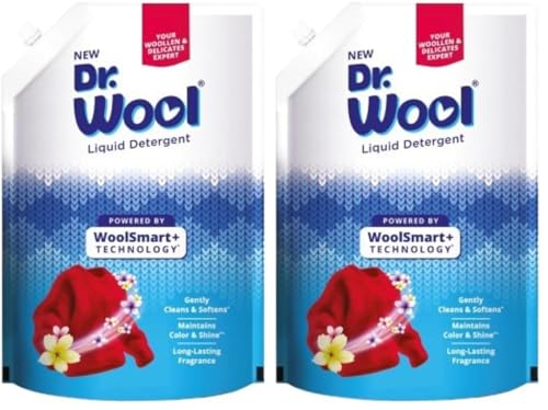 Image of Dr.Wool By Jyothy Labs Liquid Detergent 1KG Pouch An Expert Care for Winter Wear With Long-Lasting Fragrance|WoolSmart+ Technology for Woollen & Delicate|Ideal for Semi-Automatic & Top Load Machine