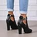 ZDLJYL Women's Open Peep Toe Booties Cutout Side Strap Mid Black Chunky Heel Fashion Ankle Bootie Summer Travel Sandals for Women