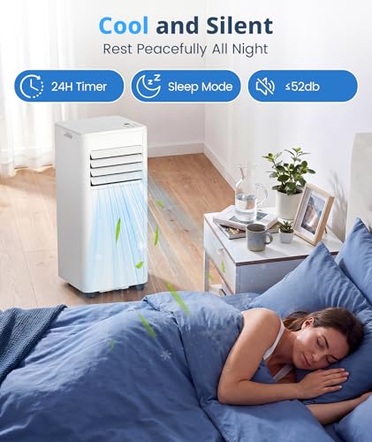 Image of 10,000 BTU Portable Air Conditioner, 4-in-1 AC Unit Cools 450 Sq.Ft, Quiet Air Conditioner with Dehumidifier & Fan, LED Display, Remote, 24H Timer, Window Kit for Bedroom Office Dorm