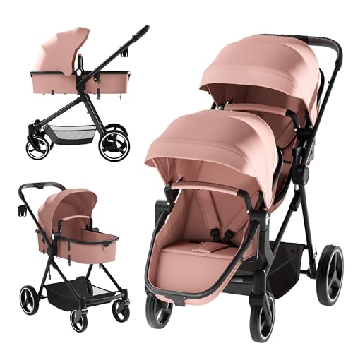Double Stroller for Twins and Toddlers, Lightweight Aluminum Foldable Twin