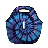 Sok It Lunch Tote Zippered Bag Insulated Neoprene Caddy (Blue Tie Dye, Neoprene Lunch Tote)