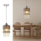 ZMH Pendelleuchte Modern Esstisch Hängelampe: 1 Flammig E27 Glas Hängeleuchte 150CM Max Höhenverstellbar Design Kristall Pendellampe für Wohnzimmer Schlafzimmer Küche Esszimmer Ohne Leuchtmittel