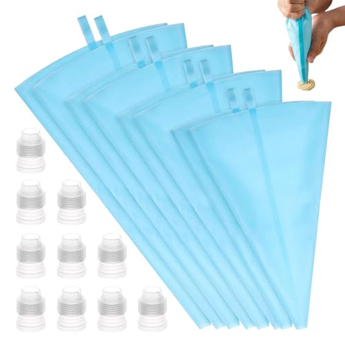 Sghtil Juego de manga pastelera y boquillas para glaseado, manga pastelera y boquillas | Juego de tubos reutilizables seguros para glaseado | Juego de decoración para tartas al horno resistente de