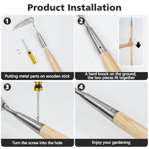 Berry&Bird Japanese Weeding Sickle, Versatile Long Handle Weeding Tool Garden Hoe for Effective Weeding, Cultivating, Soil Loosening & Digging - Thumbnail 6