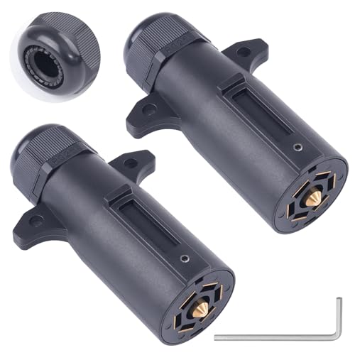 CheeMuii 2PCS 7 Pin Trailer Plugs 7 Way Trailer Wiring Replacement Adapter