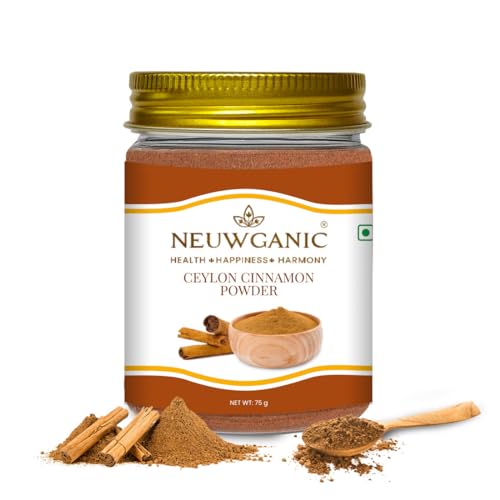 Image of Neuwganic - Natural Ceylon Cinnamon Powder | Pure & Natural Dalchini | Indian Organic Spices | Ideal for Making Cookies /Masala Tea /Desserts | 75 Gm Pack of 1