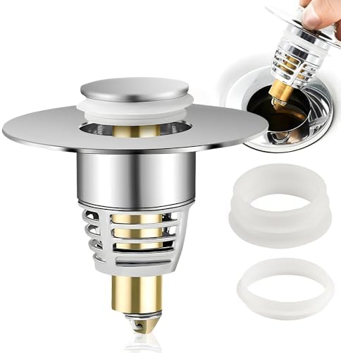 2x Waschbeckenstöpsel 40mm Universal - Verstellbarer Gummi-Abflussstopfen