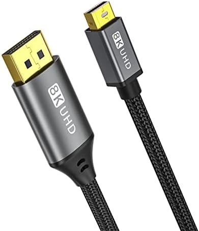 Aieloar 8k Mini Displayport to Displayport Cable,7680x4320 8K@60Hz 4K@144Hz/120Hz 2K@240Hz/165Hz 8K Displayport 1.4 Bi-Directional Transmission DP to Mini DP Cable1.5M/5FT