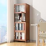 MEFENY Estantería de Libros con 4 Estantes y Puertas de Acrílico - Organizador Moderno para Sala, Oficina o Dormitorio...