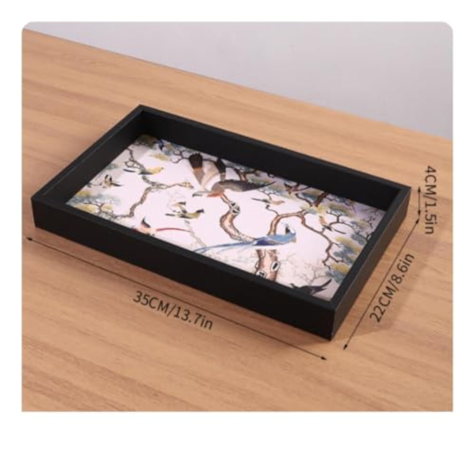 Rectangular Decorative Storage Tray, Raised-Edge Display