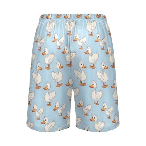 Cartoon Duck Mens Pajama Shorts Soft Pants Lounge Sleepwear Bottoms with Drawstring & Pockets2