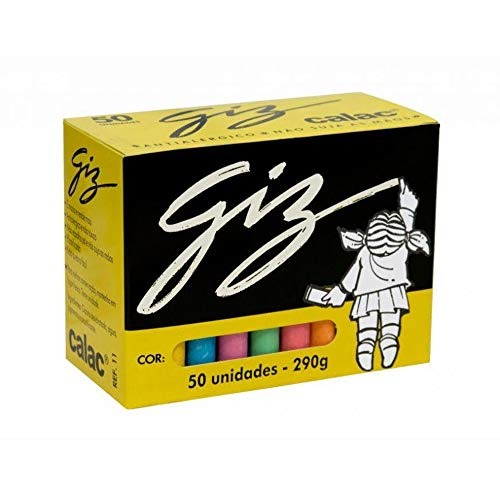 Giz Escolar, Calac, Colorido, Caixinha com 50 Unidades