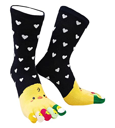 IXITON Women's Toe Socks Five Fingers Socks Cute animal pattern socks Funny cartoon Sports Toe socks