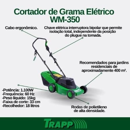 Cortador de Grama 1100W Plástico 220V Trapp