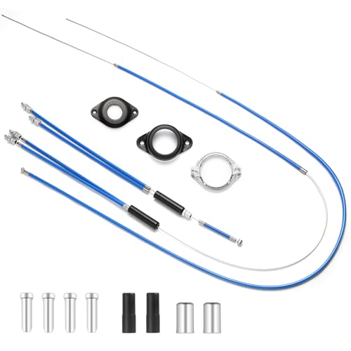 Gionfe BMX Bike Gyro Brake Cables Kit - 1 Set Front + Rear (Upper + Lower) with Spinner Rotor for Most Gyro Systems and 20" Bikes - High-Performance Brake Wire Line & Housing (Blue)，Professional