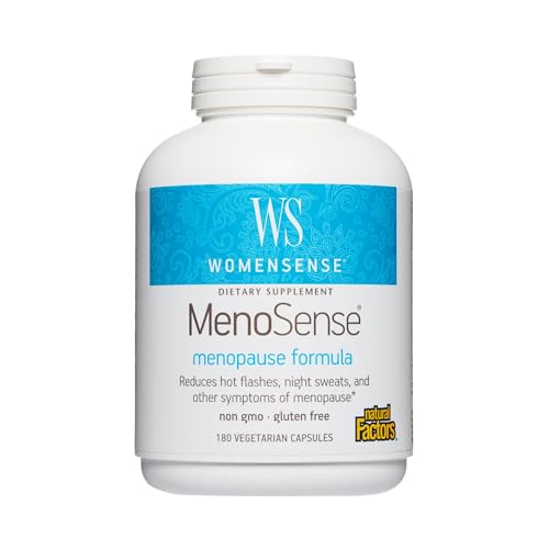 Natural Factors - WomenSense MenoSense Menopause Formula, Natural Support for Hot Flashes & Night Sweats, 180 Vegetarian Capsules