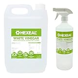 Hexeal White Vinegar Refill Kit – White Vinegar 5L & 1L Spray – Cleans Surfaces, Deodorises & Removes Grime