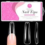 【Salon-Worthy XXL Clear Design】krofaue extra long coffin nails feature a professional-grade transparent design, instantly elongating your fingers for a red-carpet or bridal look. The sleek edges and slimming effect make them perfect for photos, dates...