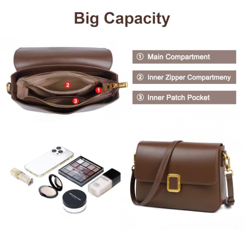 Image of Genuine Leather Crossbody Shoulder Handbag Purses Bags for Women