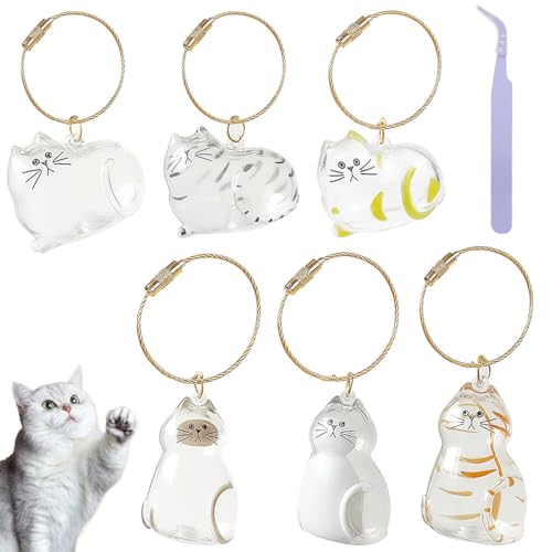 PJHAJH 6 llaveros de recuerdo de piel de gato, llavero de cápsula de gato, botella de recuerdo de piel de perro, regalos conmemorativos para mascotas, para la pérdida de un amigo peludo