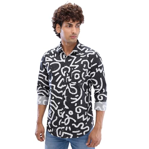 Image of Spykar Men's Slim Fit N /A Full Sleeve Printed Casual Shirts