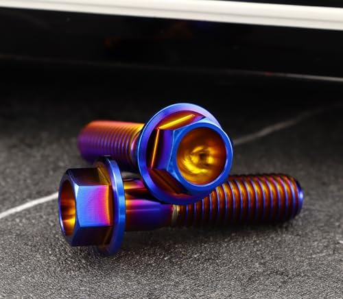 Image of Rison Titanium Flanged Hex Head Bolt M8x1.25x32mm 6AL4V Aerospace Grade Ti Bolt Burnt Blue Pack of 5